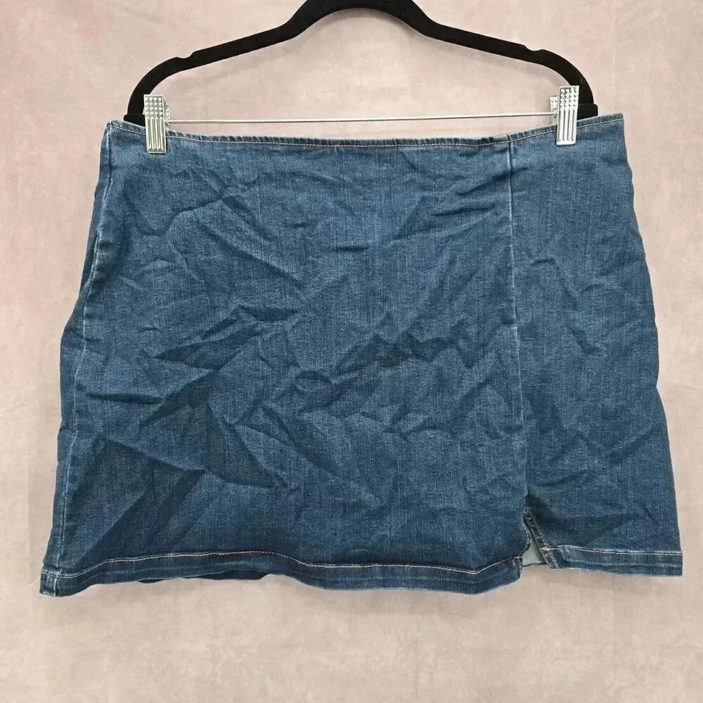 Wild Fable‎ Blue Denim Zip Up Jeans Y2K Short Mini Skirt Zip Up Plus 18